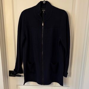 Jones New York Dark Blue Zip-Up Cardigan
